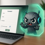 robot die geblokkeerd wordt door een beschermingslaag bij een contactformulier op een website - bescherming tegen spam dus