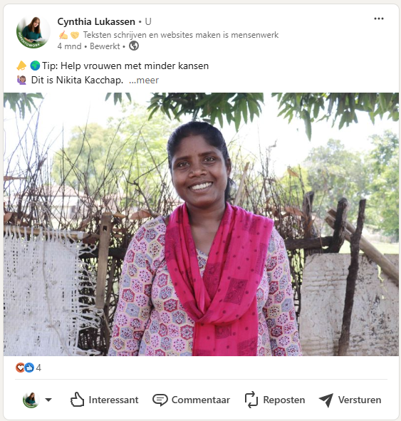 LinkedInpost van Cynthia Lukassen over een vrouw die leeft in Armoede en oproep om haar te helpen🧡 Werelddag van Verzet tegen Armoede – 17 oktober 2025