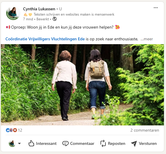 Oproep op LinkedIn voor vrijwilligers | 🤲 Wereld Vrijwilligersdag – 5 december