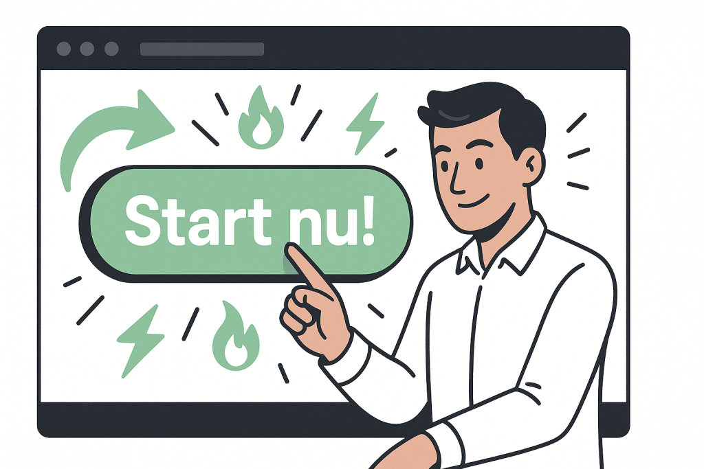 man met een call to action knop waar Start NU opstaat